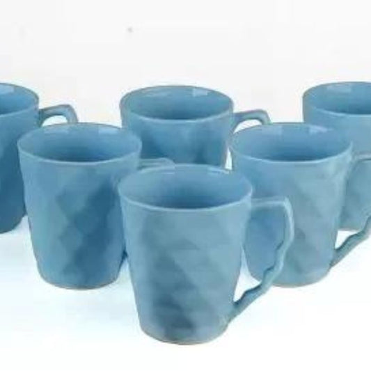 Diamond Cutting Shape Blue Milk Mug