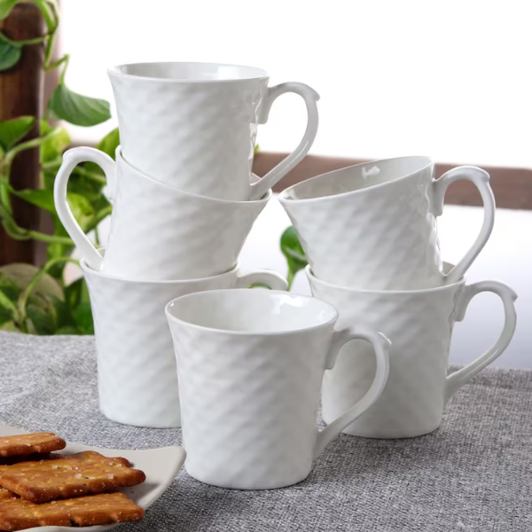 Bone China Embossed Tea Cups