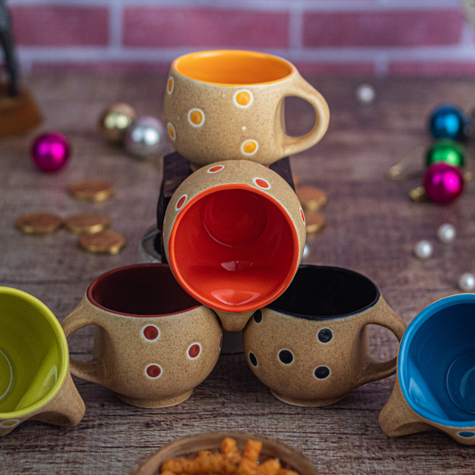 Golden Dotted Round Tea Cups