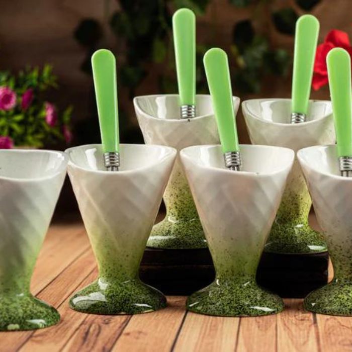 Exclusive Glossy  ICE CREAM Glass With SPOON Set of 6