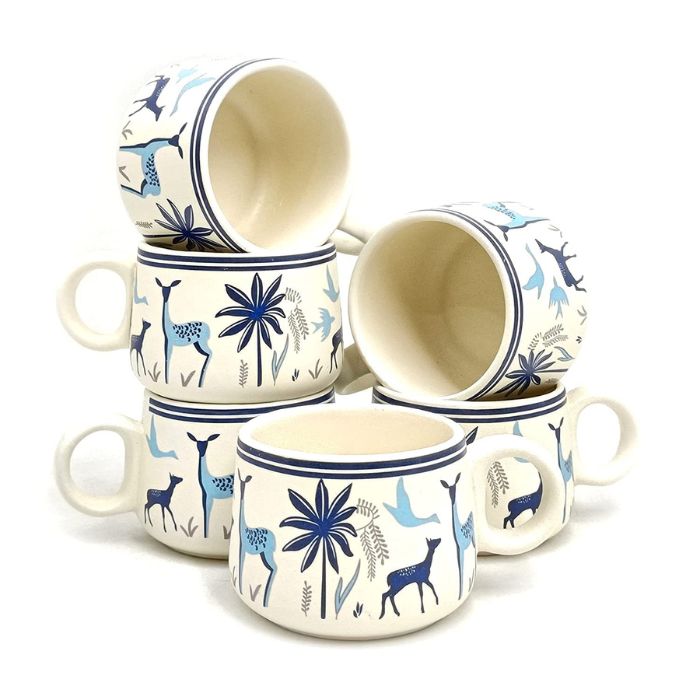 Antique Print Stoneware Tea Cups