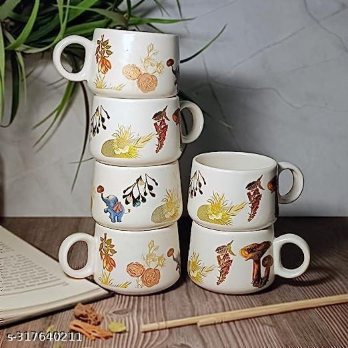 Unique Flower Print Tea Cups