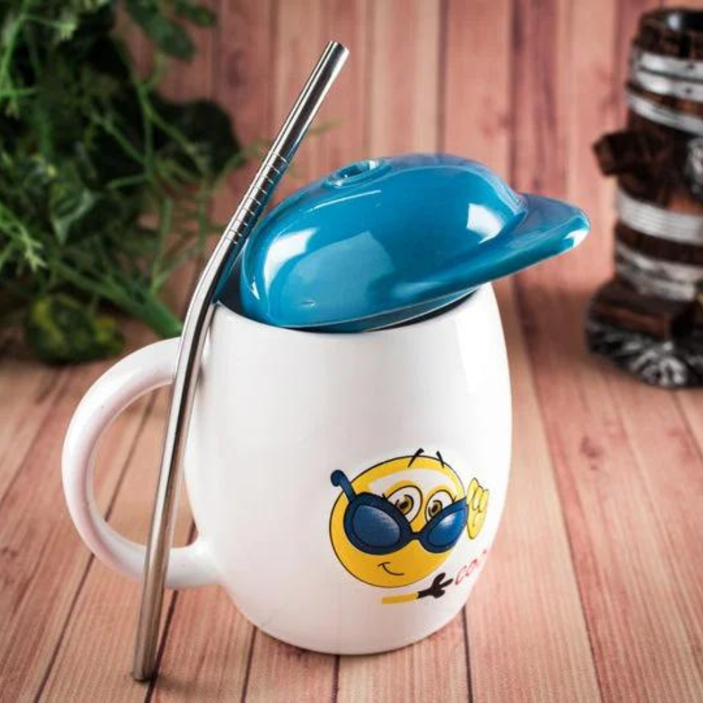 Milk Mug With Cap and Smiley