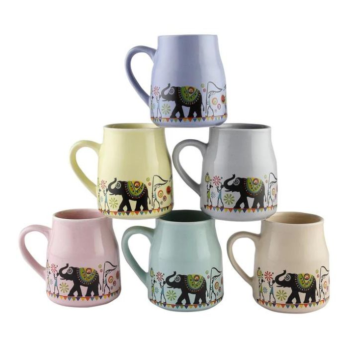 Elephant Printed Flask Cane with Teapot