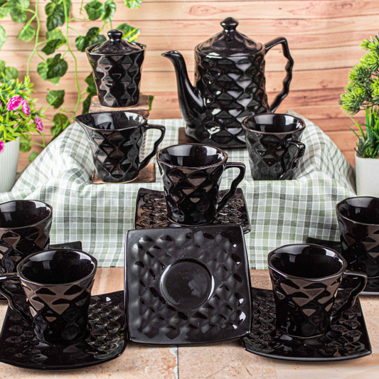 Black Diamond Tea Cups Set Of 15 Pieces