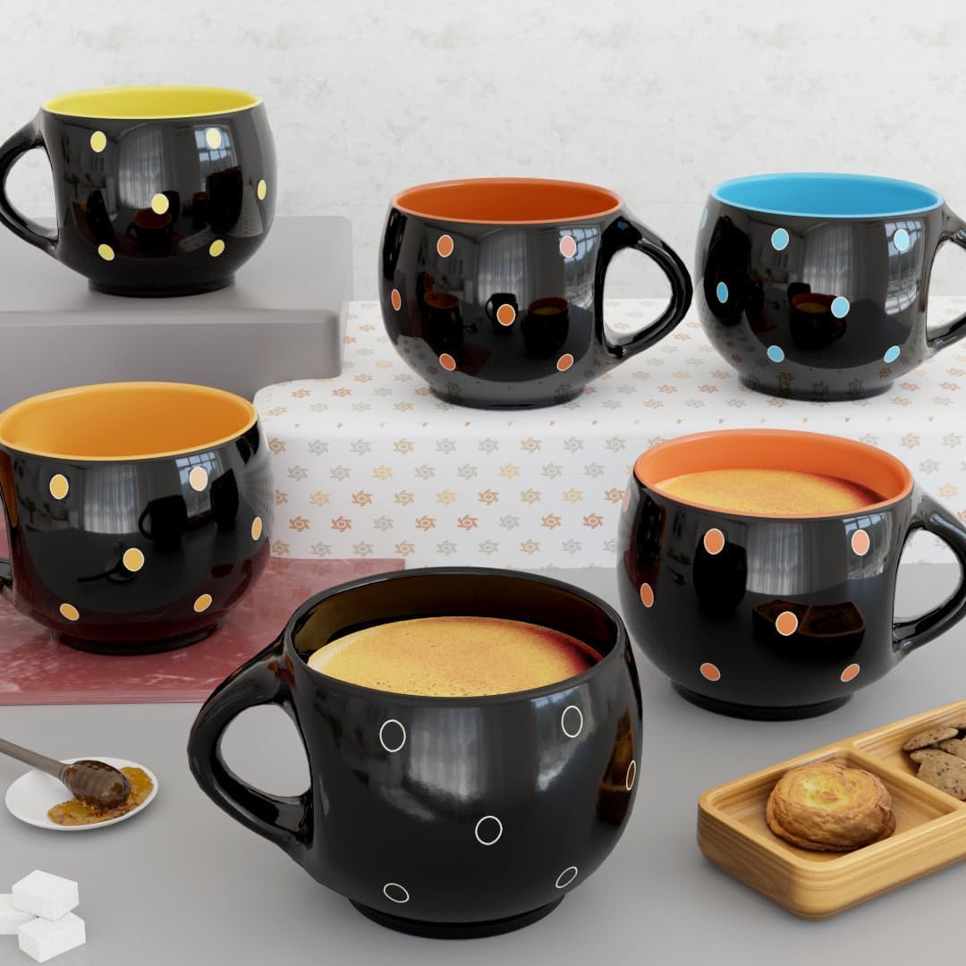 Black Color Round Shape Tea Cups