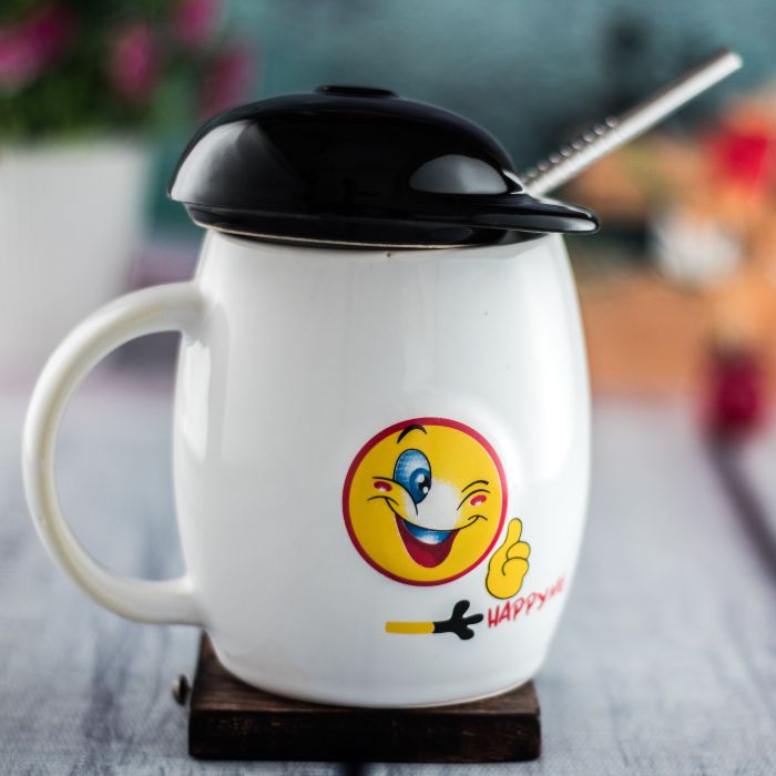 Milk Mug With Cap and Smiley