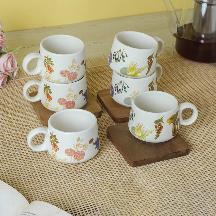 Unique Flower Print Tea Cups