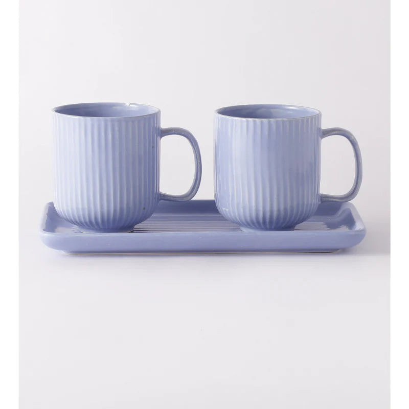Lining Multi Color  Mug With Plate Set